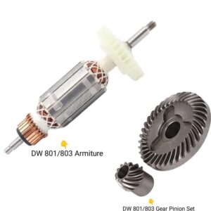 Dewalt Angle Grinder DW801 Copper Armature, 5.5 cm x 5.5 cm x 18 cm And Gear Pinion Set (PACK OF 2) Angle Grinder dw801